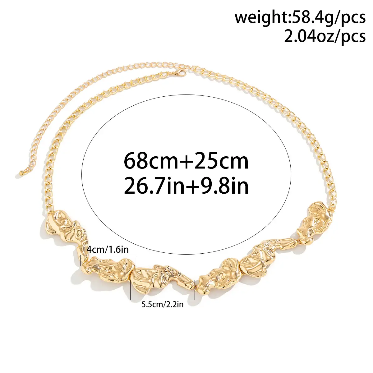 Fashion Liquid Lava Irregular Waist Chain Fold