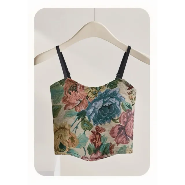 Vintage Floral Pleated Beauty Back Sling Blue - Shop at LoveMi