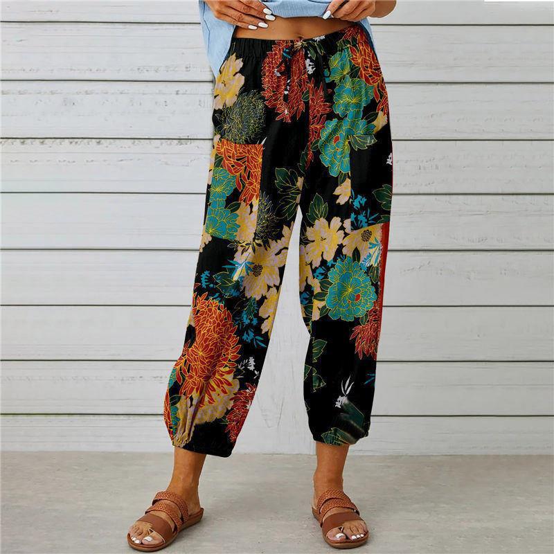 Fashion Floral Print Casual Jumpsuit Lady's Pants