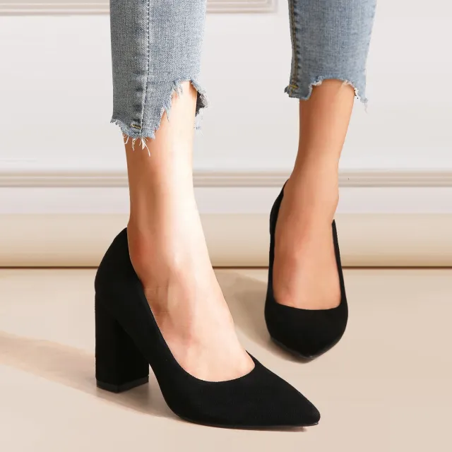 High Heels Women's Sandals Plus Size Black Pointed Toe Black - Shop at LoveMi
