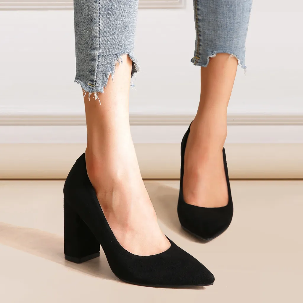 High Heels Women's Sandals Plus Size Black Pointed Toe - Black