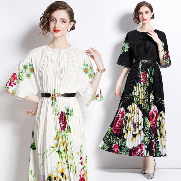 New Artistic Mid-sleeve Crew-neck Dress For Women