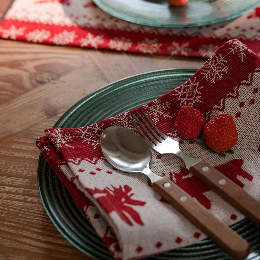 Home Christmas Jacquard Table Runner (Jacquard Red