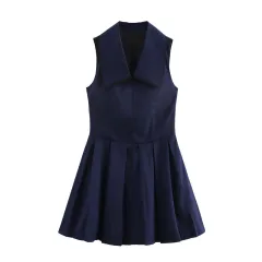 European And American Style Women's Fashion Sexy Wide Pleated Lead Short Dress - View 1