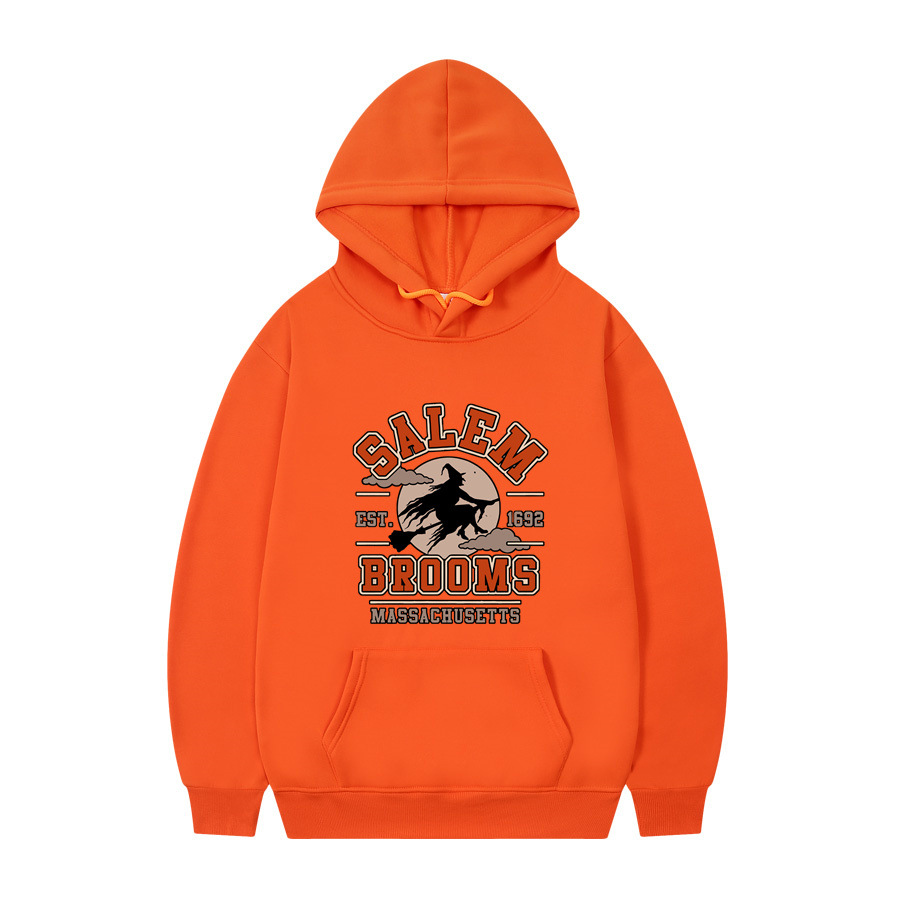 Halloween Witch Broom Print Men's Hooded Sweatshirt