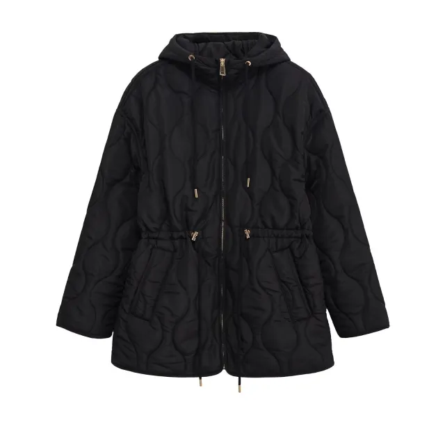Women's Solid Color Casual Quilted Zip up Cotton Coat Black - Shop at LoveMi