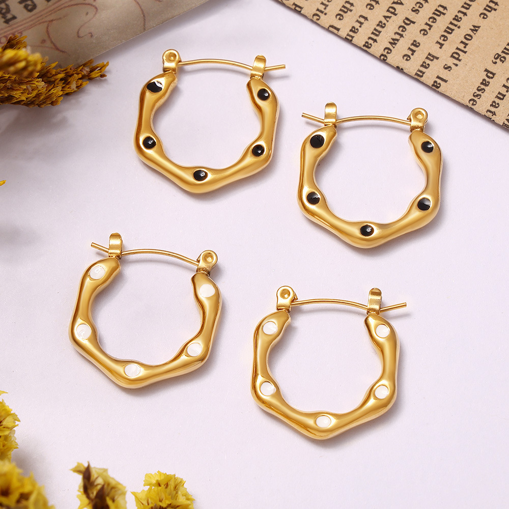 Elegant Earrings Geometric U-shaped Dripping Titanium Steel