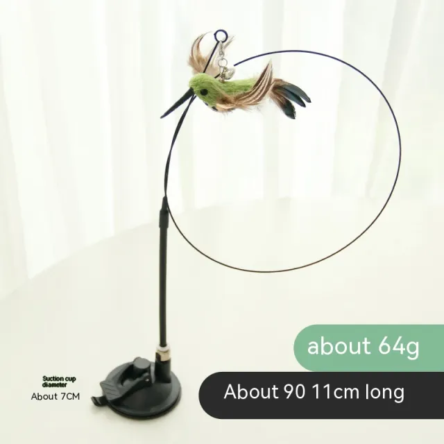 Simulation Bird Sucker Feather Long Steel Wire Long Brush Holder Teasing Cat Stick Replacement Head Cat Toy Pet Green Bird With Long Beak - Shop at LoveMi