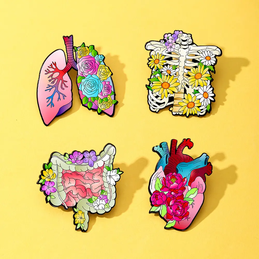 Heart Lung Gastrointestinal Skeletal Metal Badge