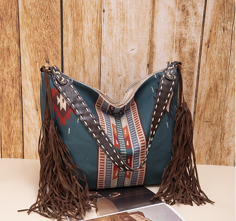 Retro Tassel Cotton And Linen Women's Bag Portable