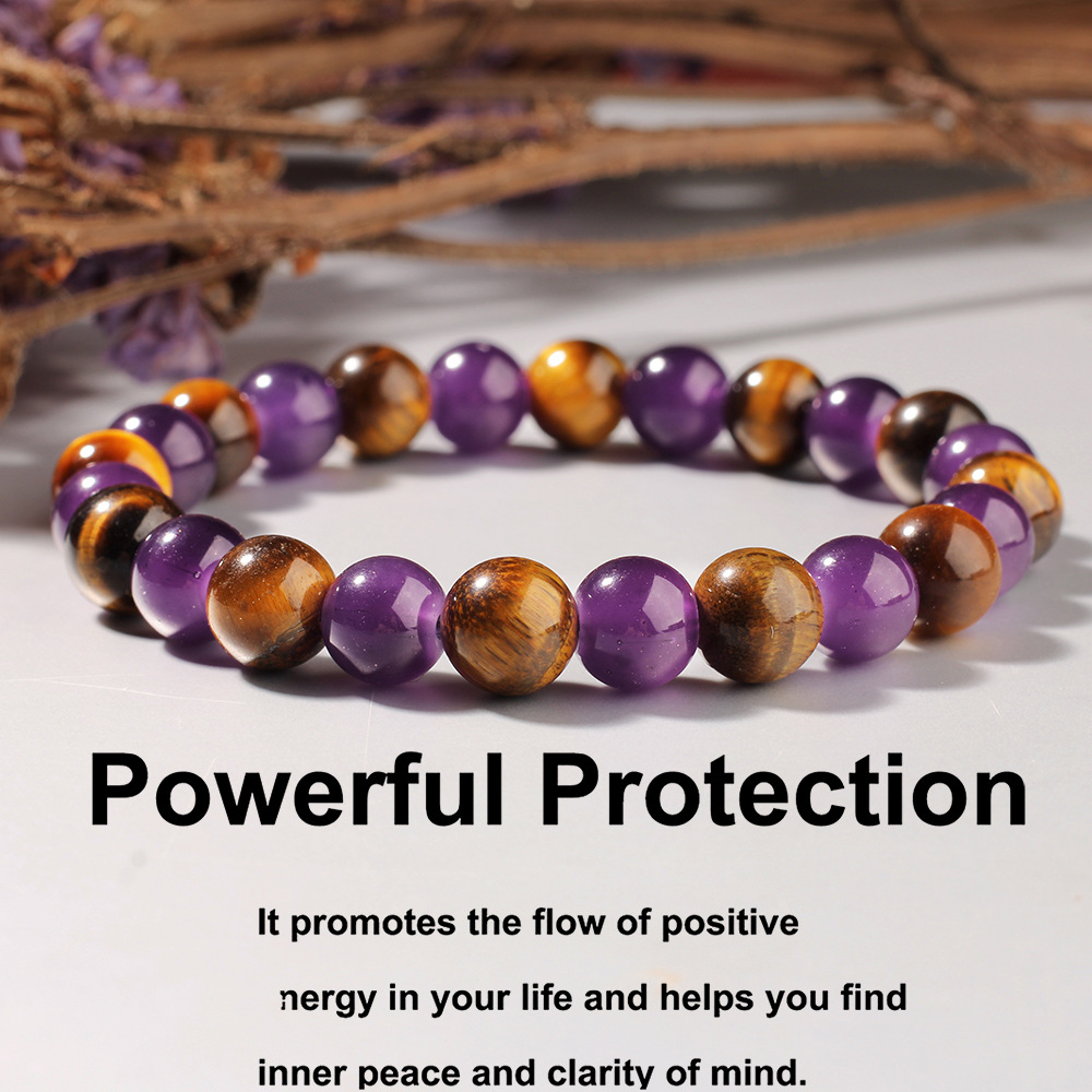 Purple Tiger Eye Natural Stone Bracelet