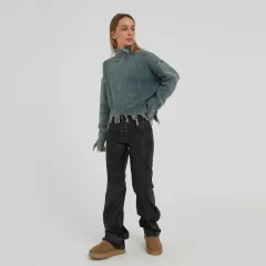 Ins Trend Street Snap Knitwear Autumn And Winter Solid Color Simple Top Women - Ls3334 Green - View 1