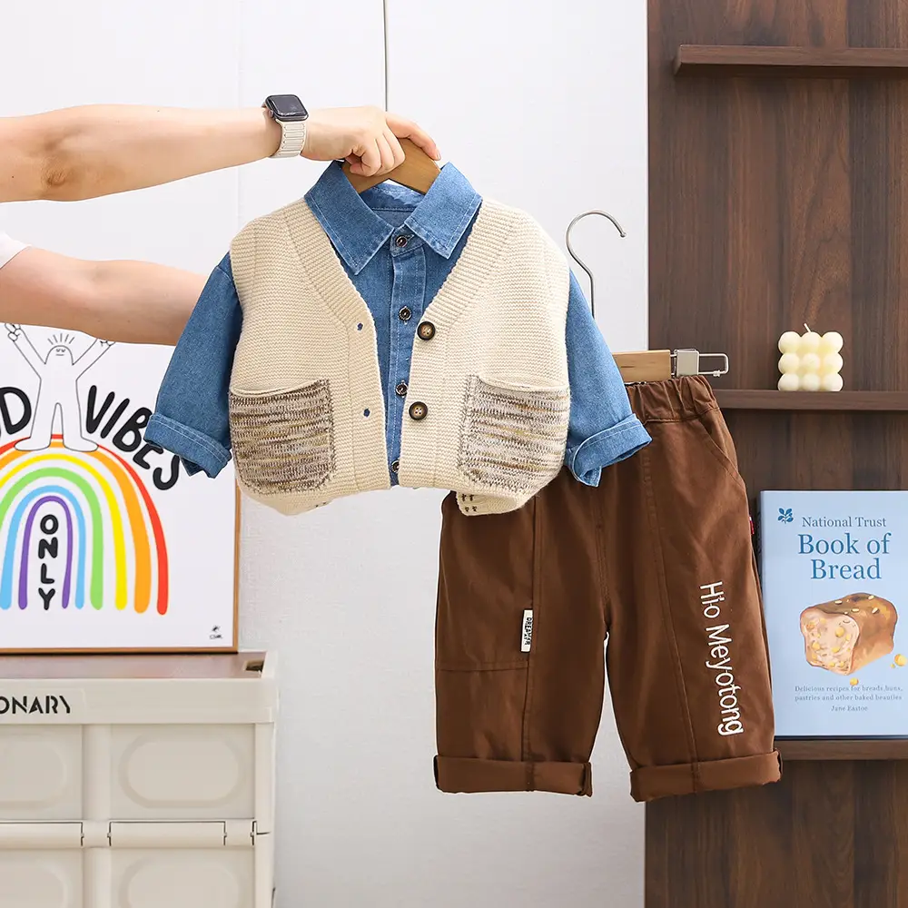 Boys Western-style Vest Top And Pants Three-piece Set