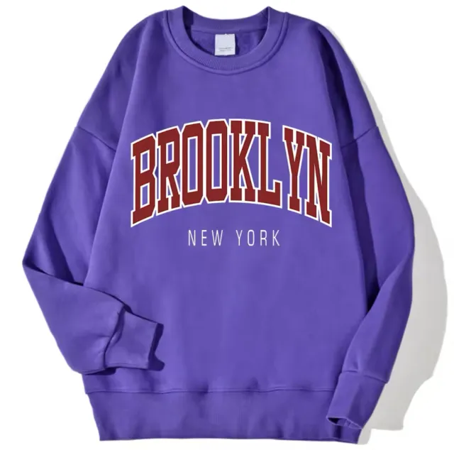 Personality Trend Printed Crew Neck Sweatshirt Women Yl112 Purple - Shop at LoveMi