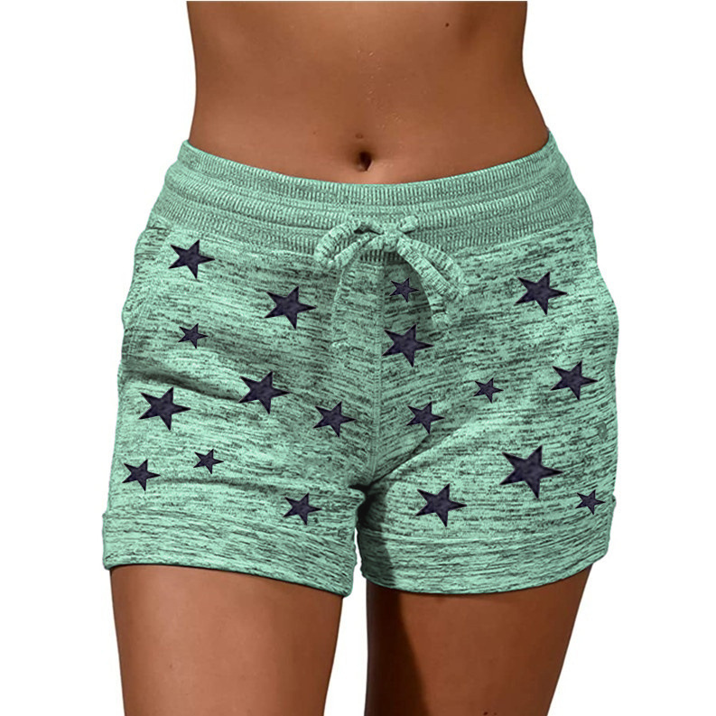 Shorts Yoga Pants Casual Sports Tight Waist Stretch Shorts Star Green - Shop at LoveMi