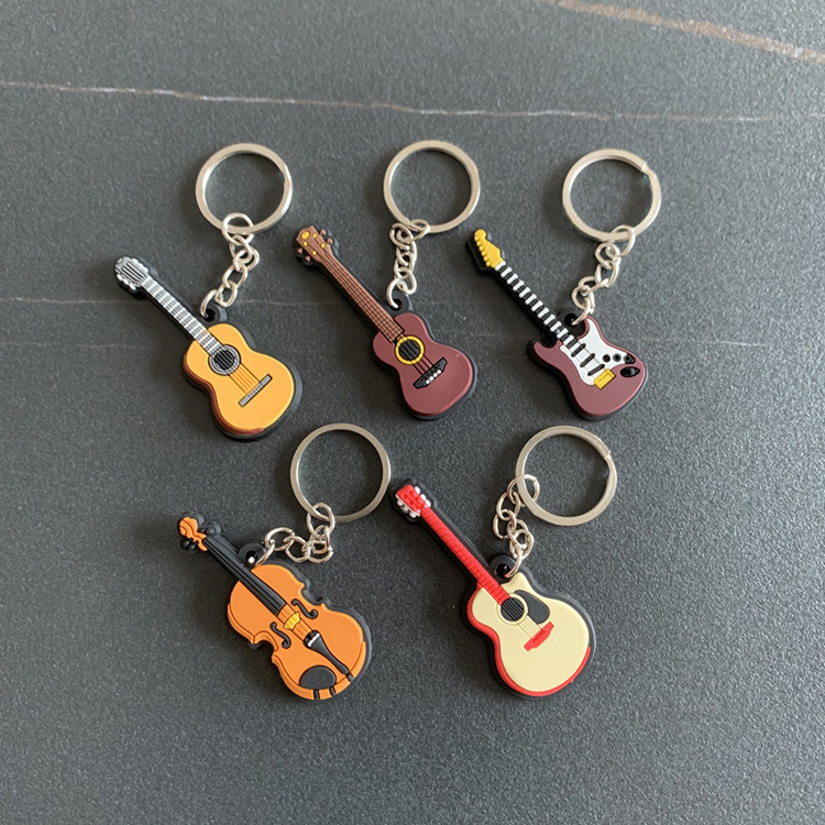 Title 16, Porte-clés souple en PVC silicone pour guitare,...