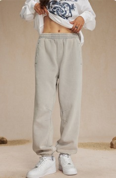 High Street American Retro Washed Distressed Batik Fleece Ankle-tied Casual Sweatpants Male