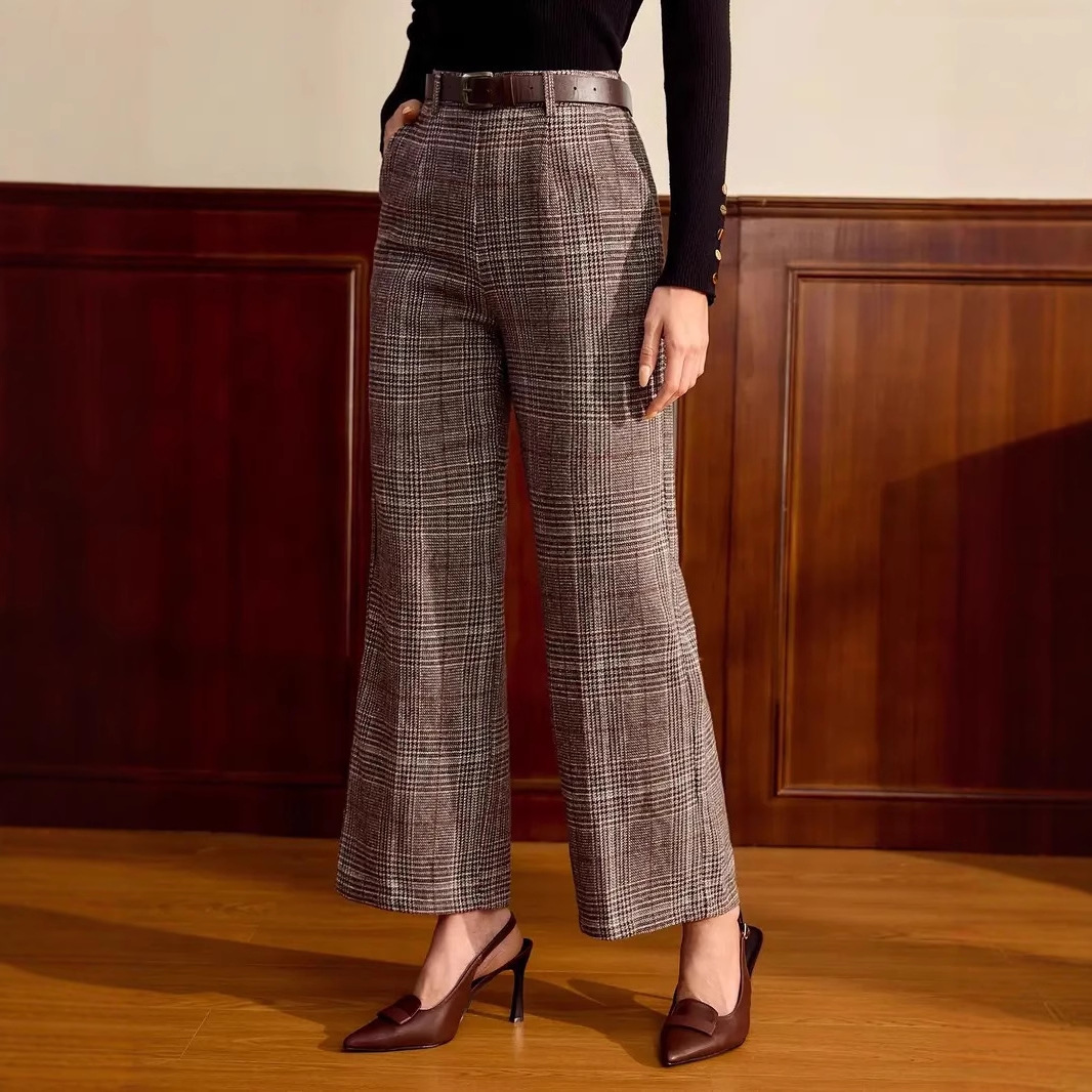 Wool Plaid Pants Womens New Autumnwinter Style For Petite Figures - Image 2
