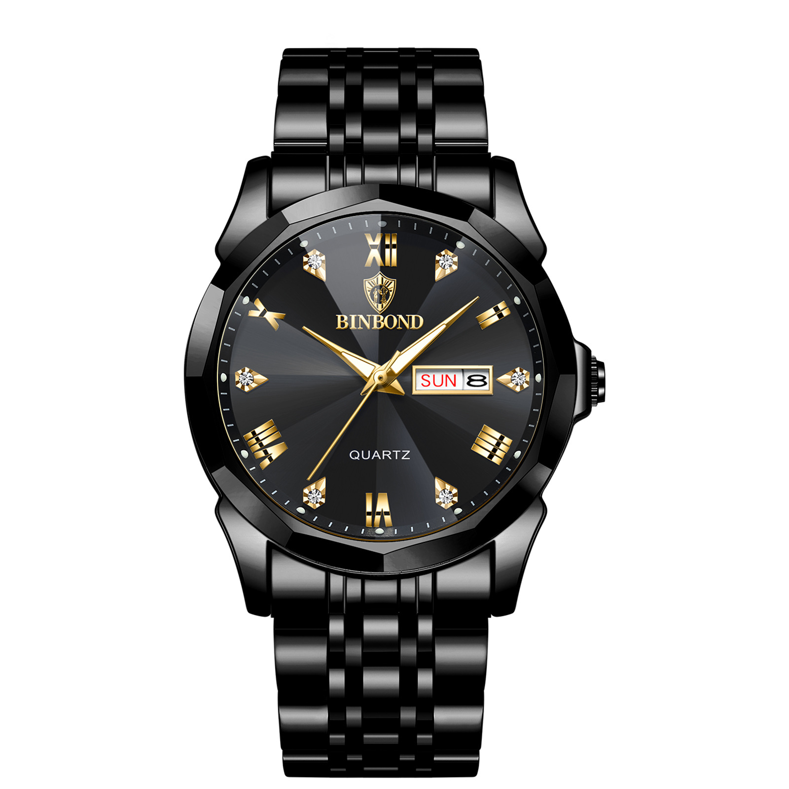Men’s Business Stainless Steel Quartz Watch Dual Calendar Butterfly Clasp 41mm