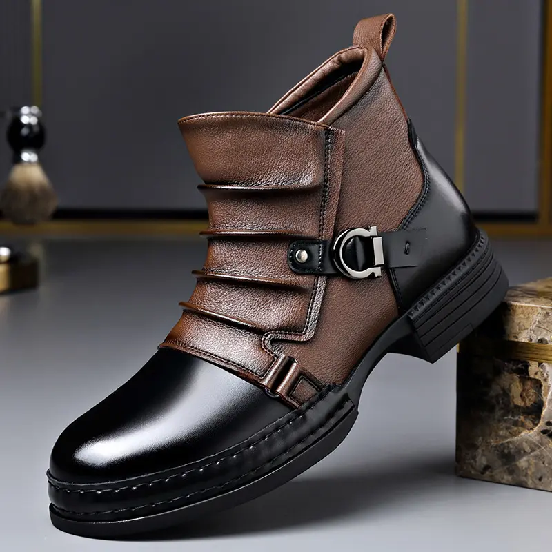 Mens British-style Retro Fleece-Lined Thermal Boots