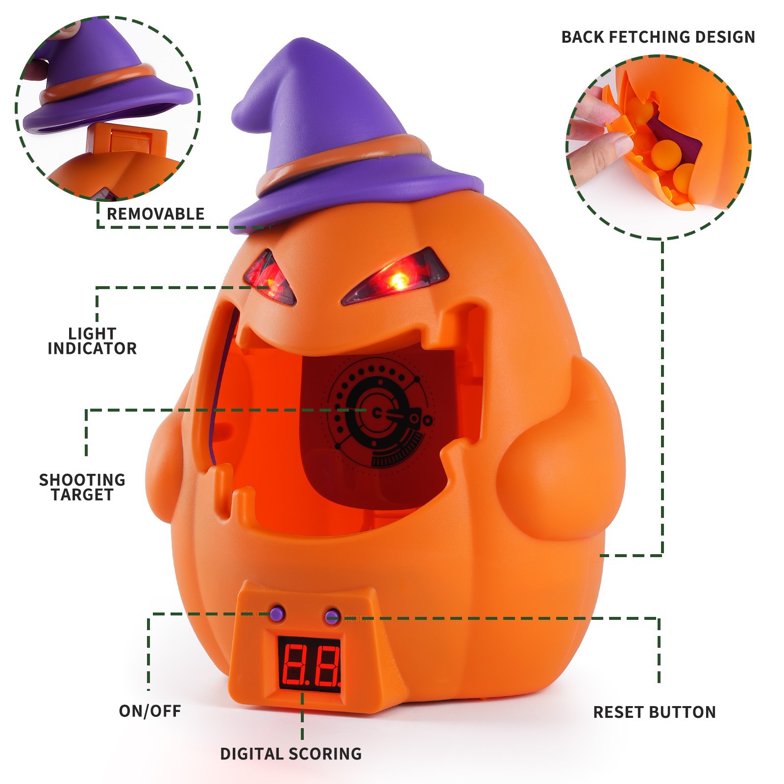 Halloween Pumpkin Electronic Scoring Target Toy - Image 4