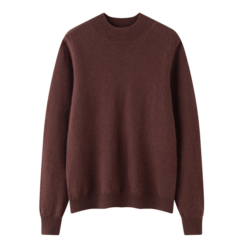 Womens Solid-Color Loose-Fit Mock-Neck Cashmere Sweater