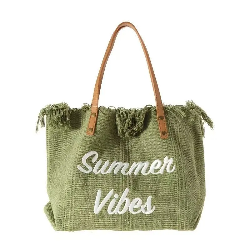Gradient Color Women's Tote Beach Bag - Green