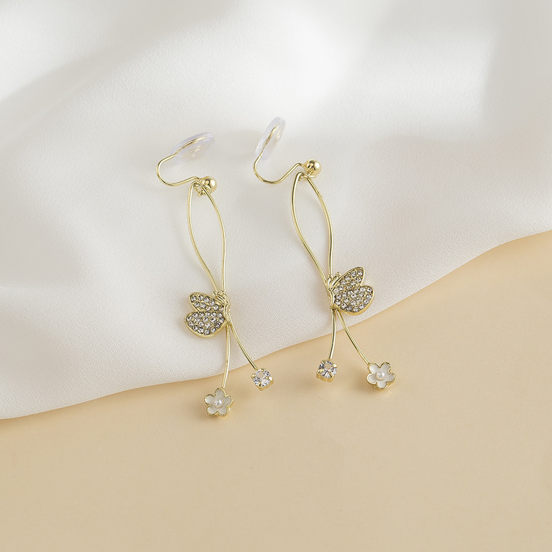Elegant Butterfly Earrings Long Slimming Flower Earrings