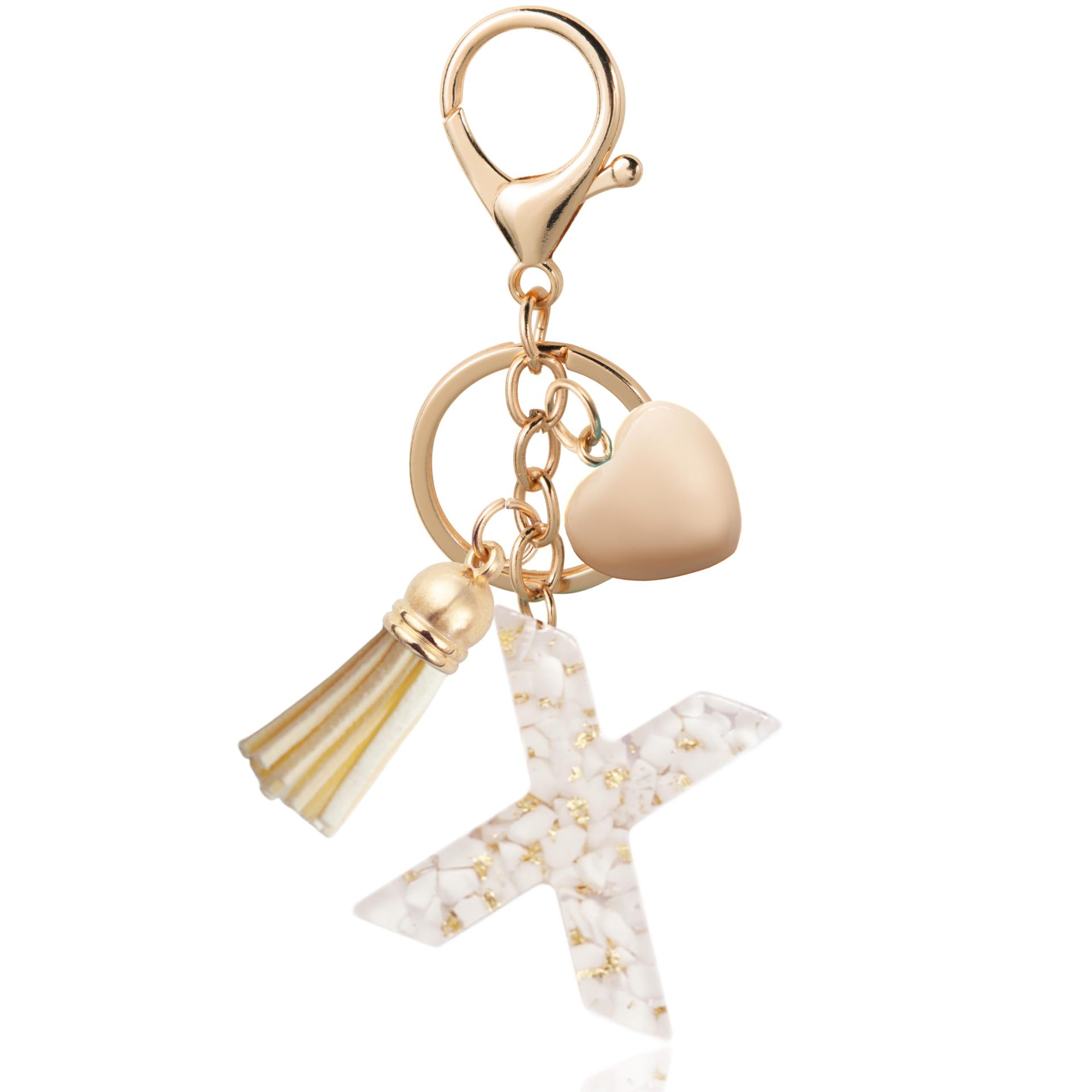 Fashionable Personalized Heart-shaped Pendant With White Shell Fragments Lettering And Tassel