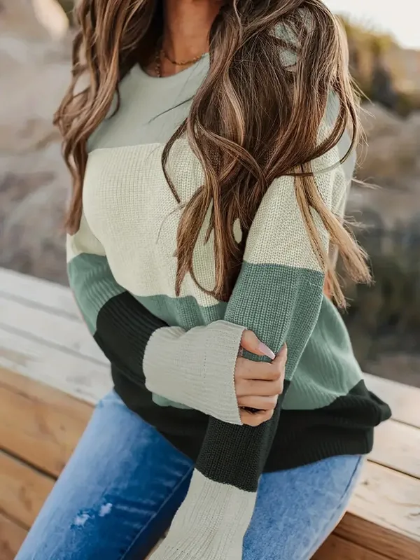 Autumn Winter Women's Fashion Round Neck Multi color Sweater Green - Shop at LoveMi