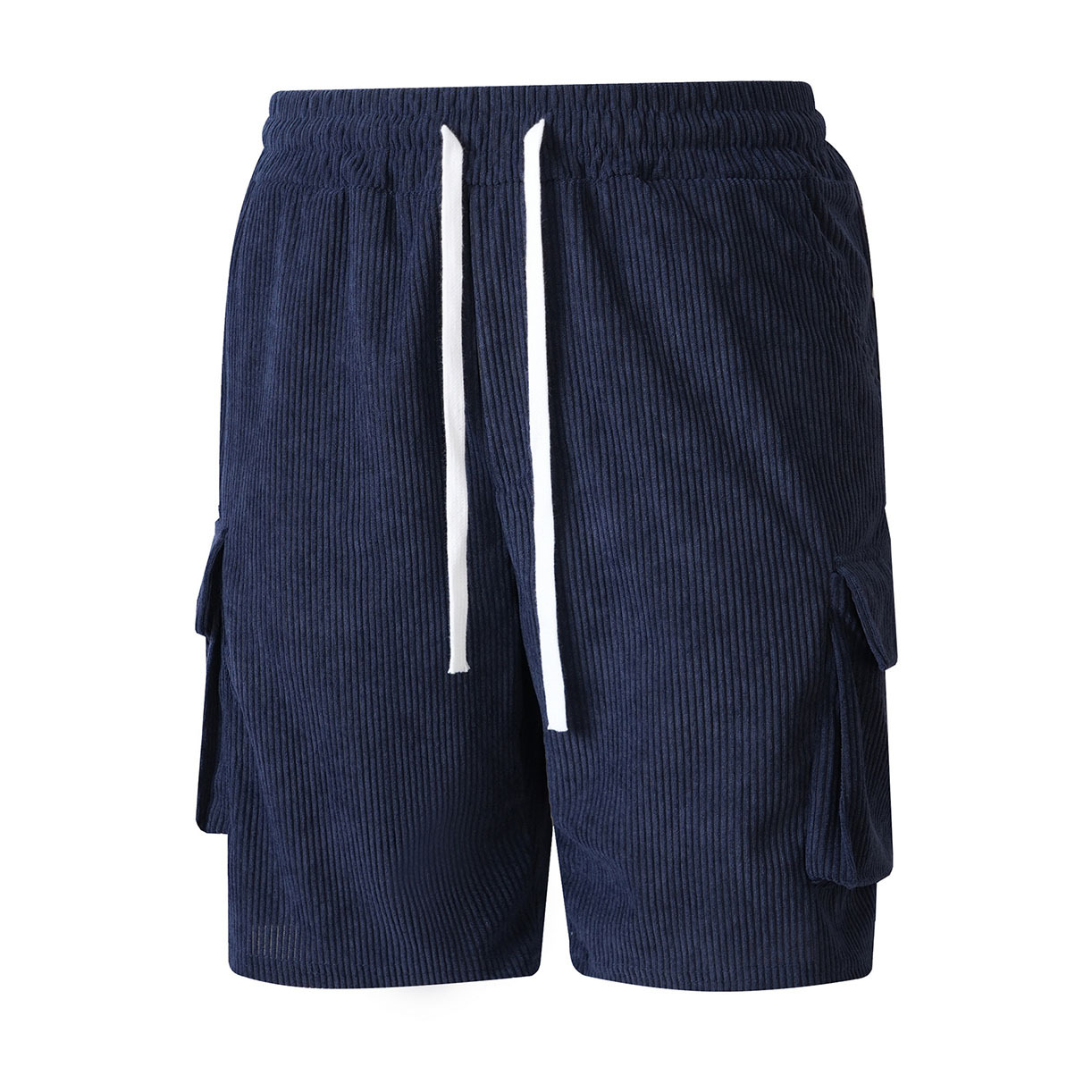 Corduroy Utility Shorts With An Elastic Waist And Drawstring