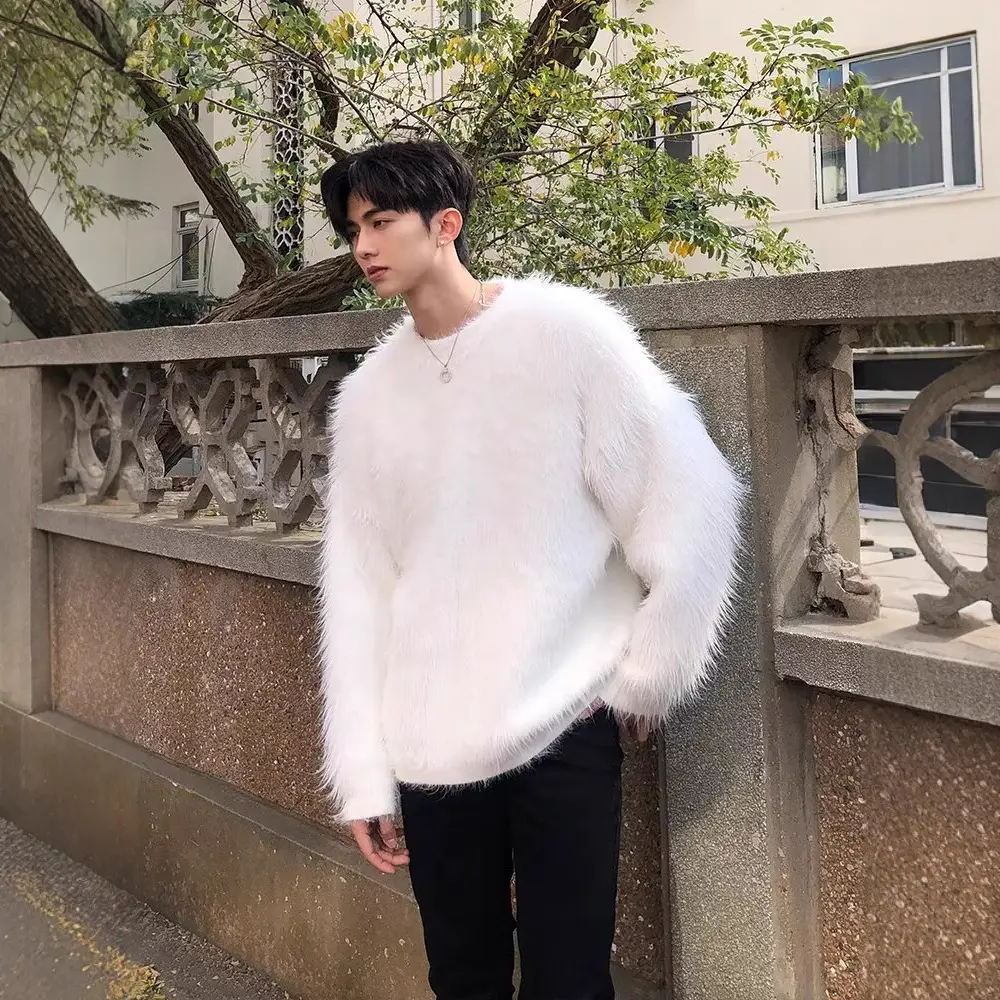 Mens New AutumnWinter Loose Casual Knit Outerwear