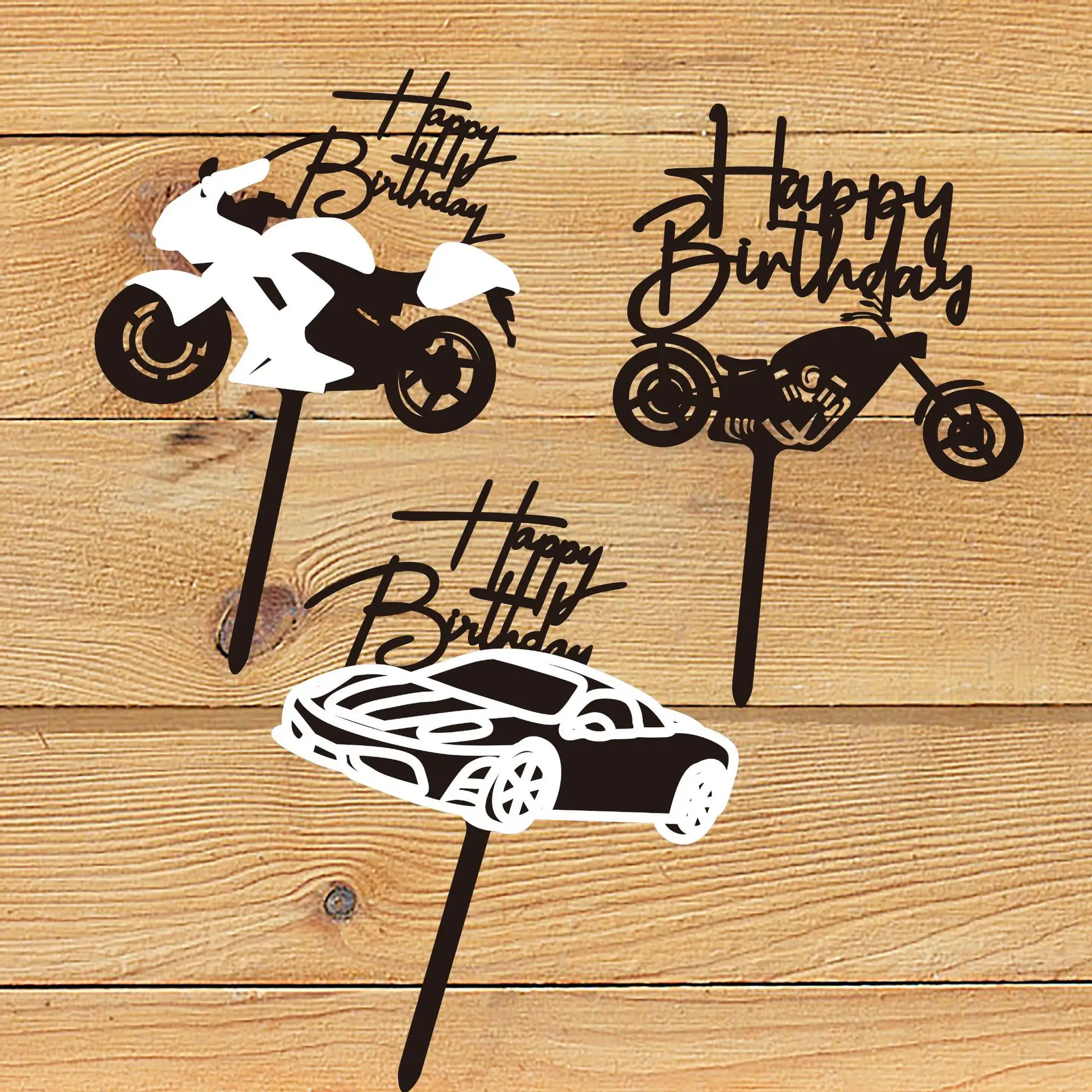 Motorcycle Car Birthday Cake Insertion Party