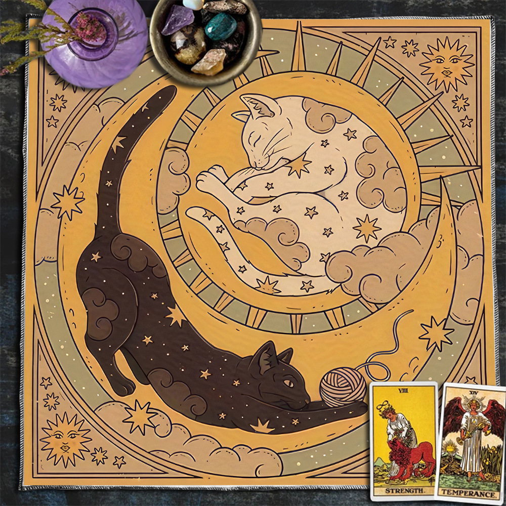 Moon Sun Lucky Tree Flannel Tarot Tablecloth