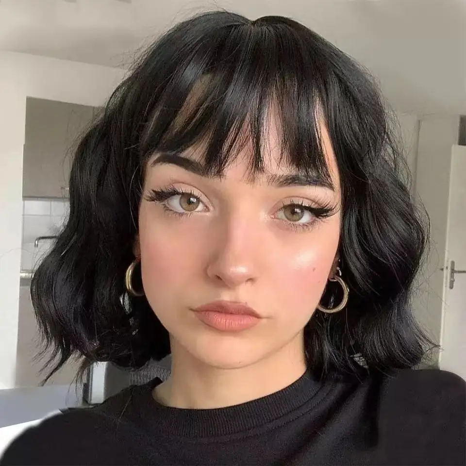 Womens Short Curly Synthetic Bob Wig