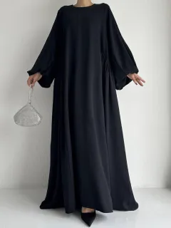 Middle East Muslim Women's Wear Plain Clothing Robe - Black - View 1
