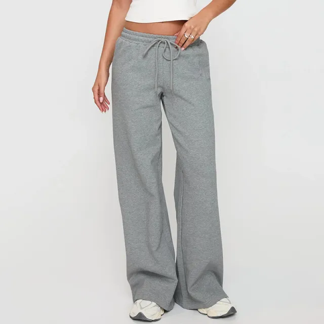 Fashion Casual Loose Drawstring Tight Waist Solid Color Trousers Gray - Shop at LoveMi
