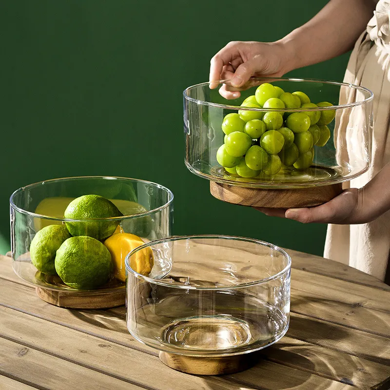 Household Coffee Table Fruit Plate Creative Wooden Storage Big Small Size Tall Fruit Bowl Candy Basin