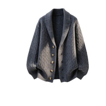 Suit-Collar Cable-Knit Cardigan, picture 3 of 8
