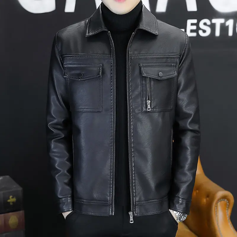 Middle-Aged Men's AutumnWinter PU Leather Jacket