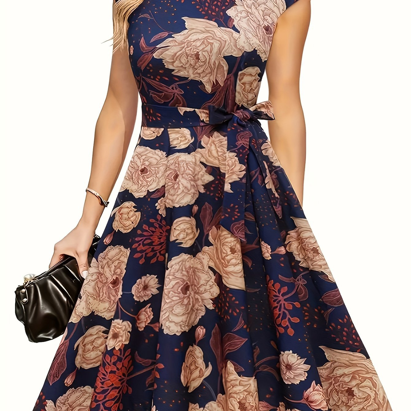 Polyester Floral Skirt Sleeves Elegant