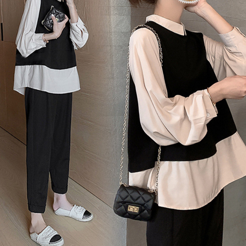 Pregnant Women Suit Fashion Long Sleeve Fake Two Pieces