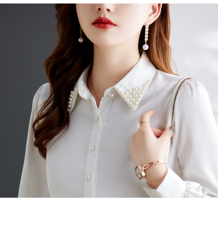Beaded Lapel Long Sleeve Cardigan Shirt with Regular Fit Beaded Lapel Long Sleeve Cardigan Shirt with Regular Fit