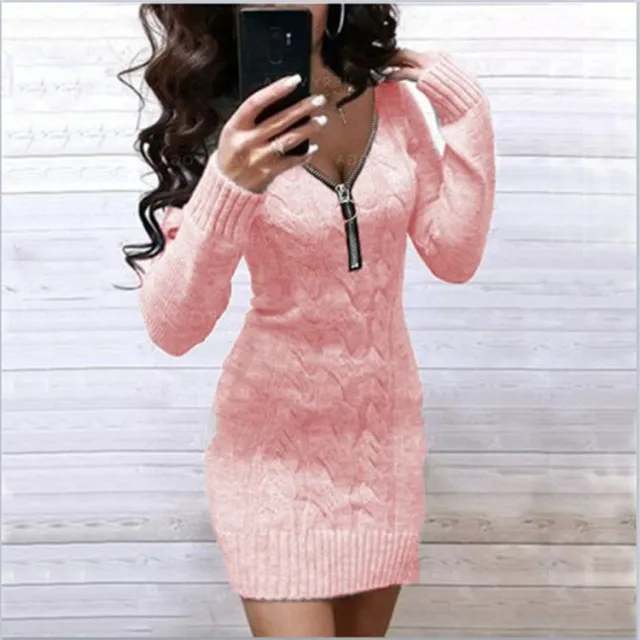 European And American Knitwear Dress Women Pink - Shop at LoveMi