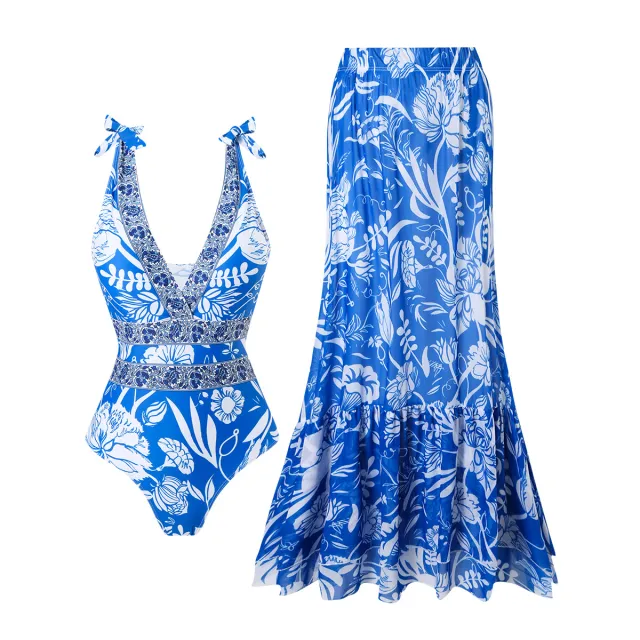 Ethnic Style One piece Swimsuit For Women Beach Suit Floral - Shop at LoveMi
