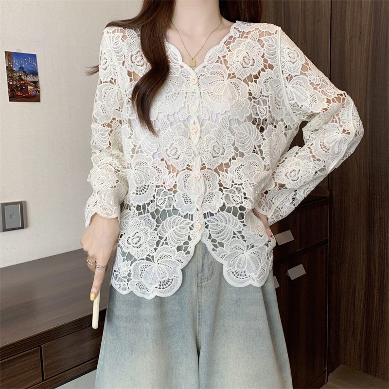 Lace Long Sleeve Top Women Elegant Embroidered Hollow Top 11 61f04456 264f 494f ad2d 10898f89f1e1