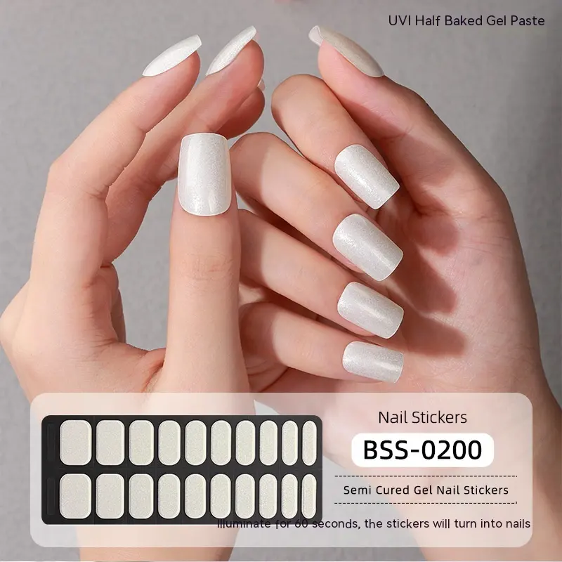 Gel Nail Stickers Pure Color UV Semi-curing
