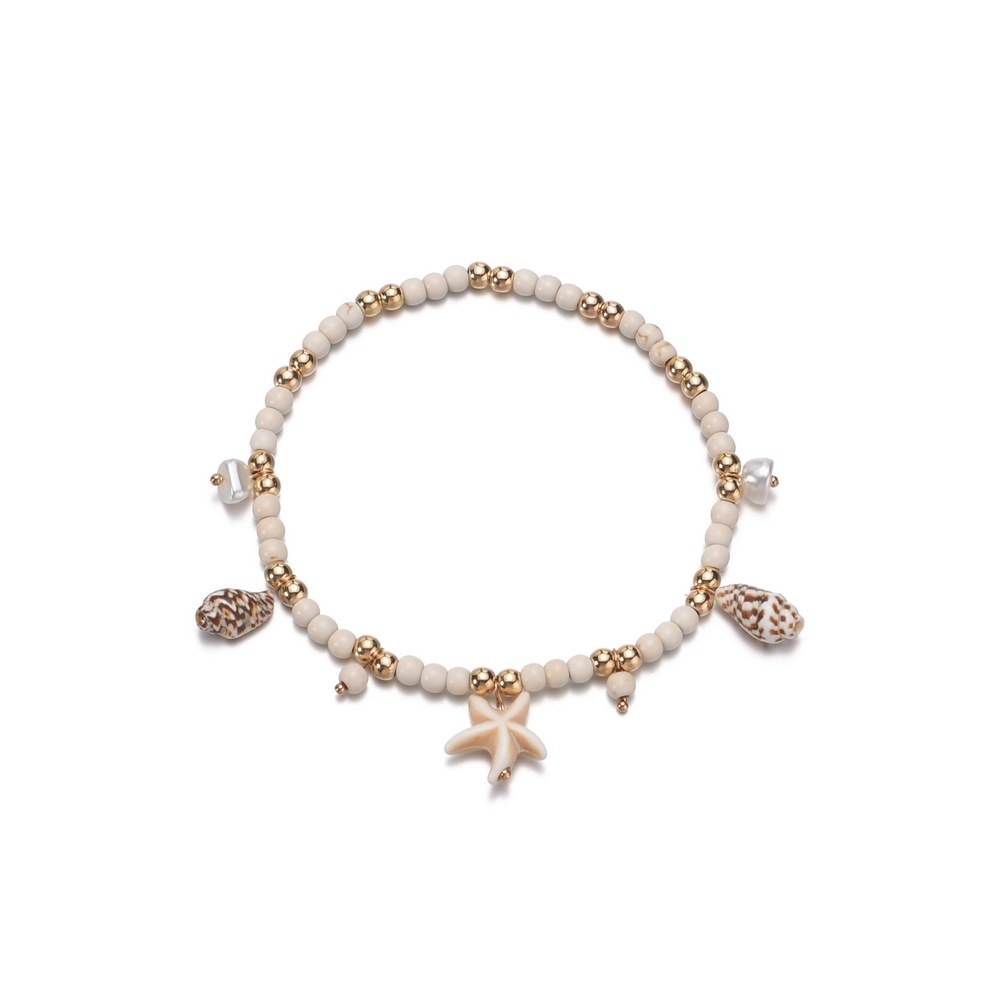 Fashion Ocean Style Starfish Conch Turquoise Woven Anklet 5