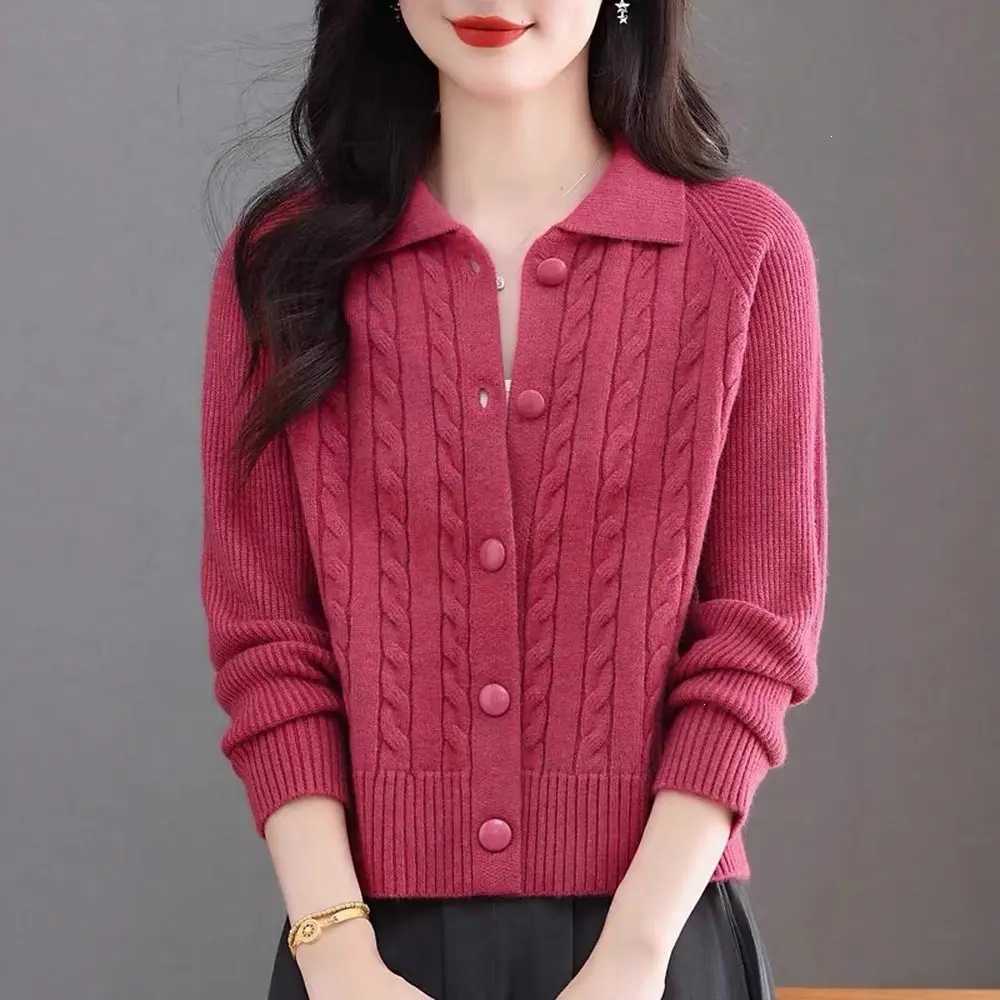 Womens High-waisted Sweater With A Turn-down Collar
