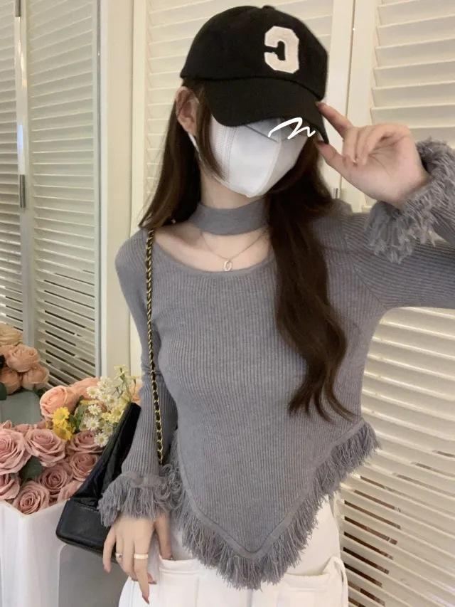 Women's Halter Bottoming Shirt Autumn And Winter Gray - Shop at LoveMi